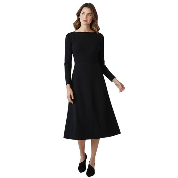 HOBBS Black Rebecca Knit Midi Dress NWT - Size 12 - Picture 1 of 8